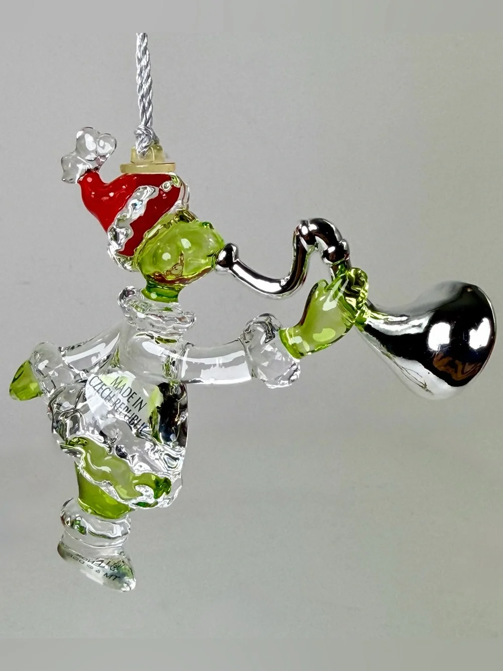 Lenox Dr. Seuss Grinch Blown Glass Crystal Christmas Ornament Horn 2004 NOS